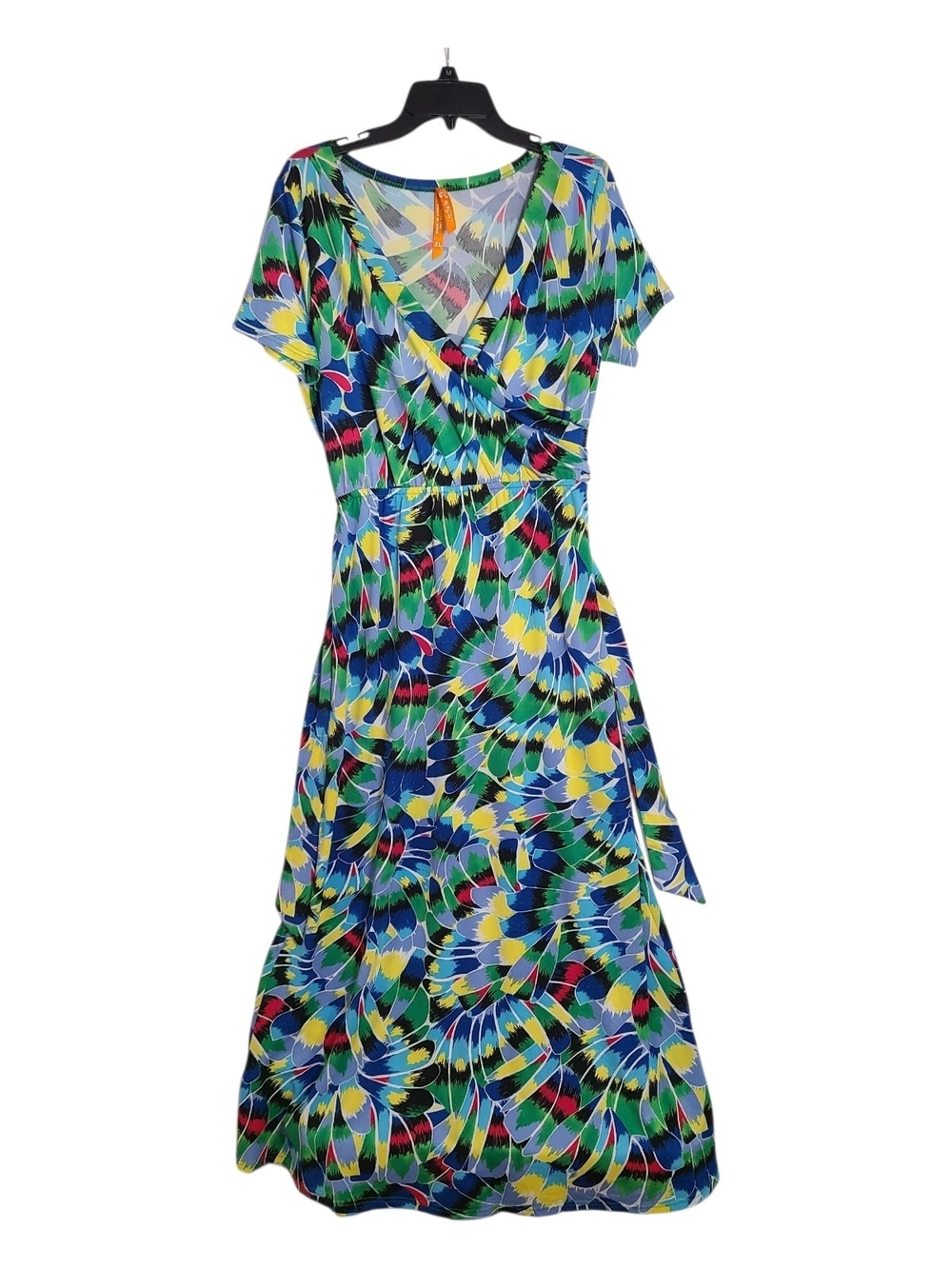 ​MAGIC Bright Abstract Feather Print Maxi Dress XL